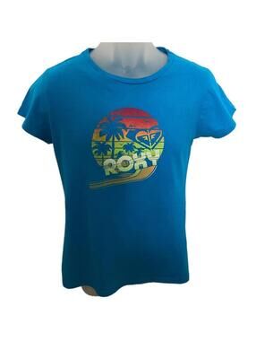 ROXY Sunset & Palm Trees Tee Shirt XL Skinny Fit